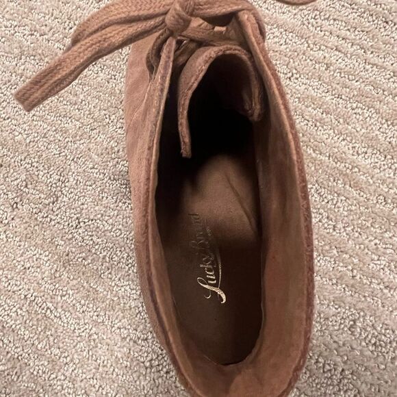 Lucky Brand Brown Suede Wedge Ankle Booties - Picture 5 of 6